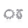 14K White Gold Diamond Bubble Bypass Hoop Earrings - 0.75 ct