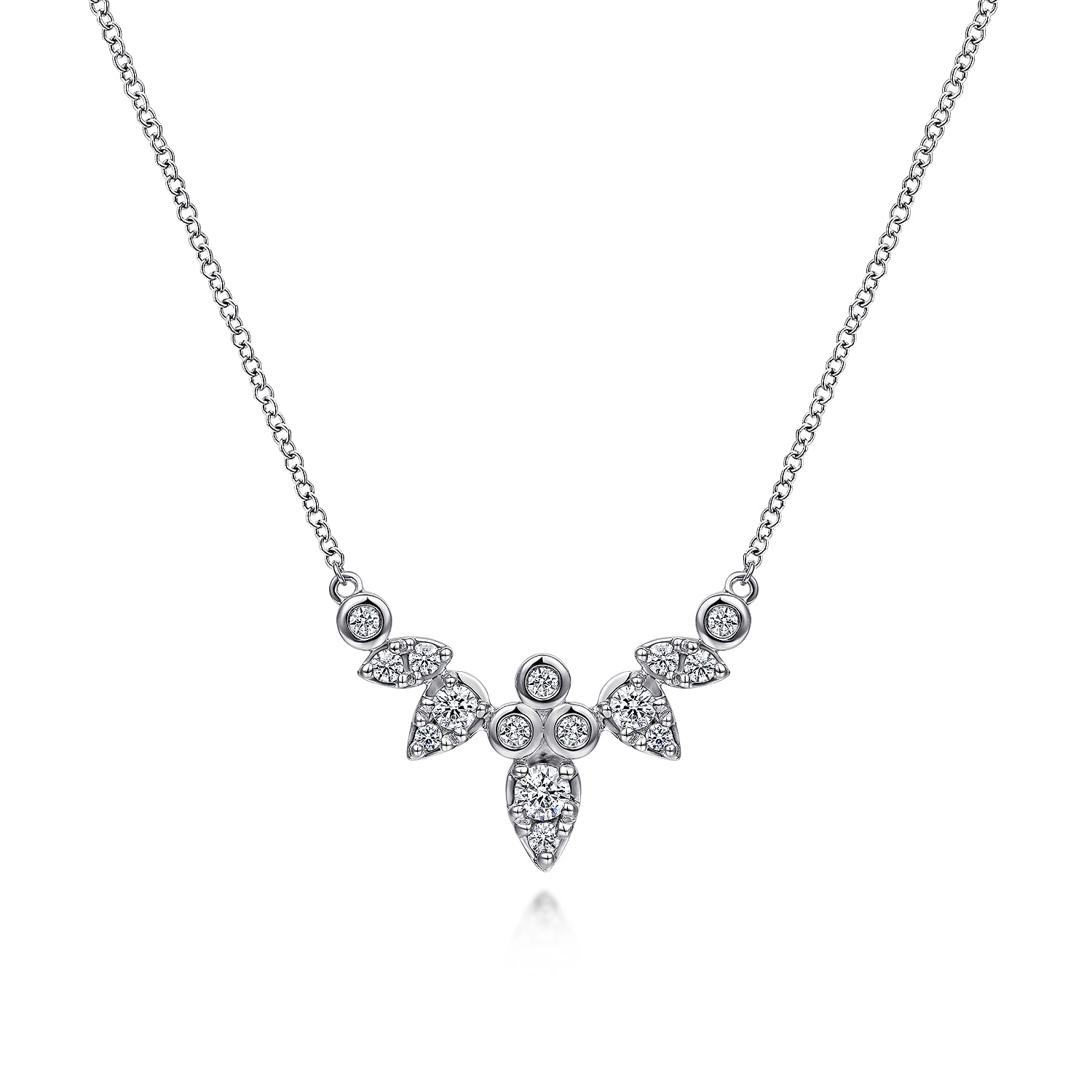 14K White Gold Diamond Burst Necklace