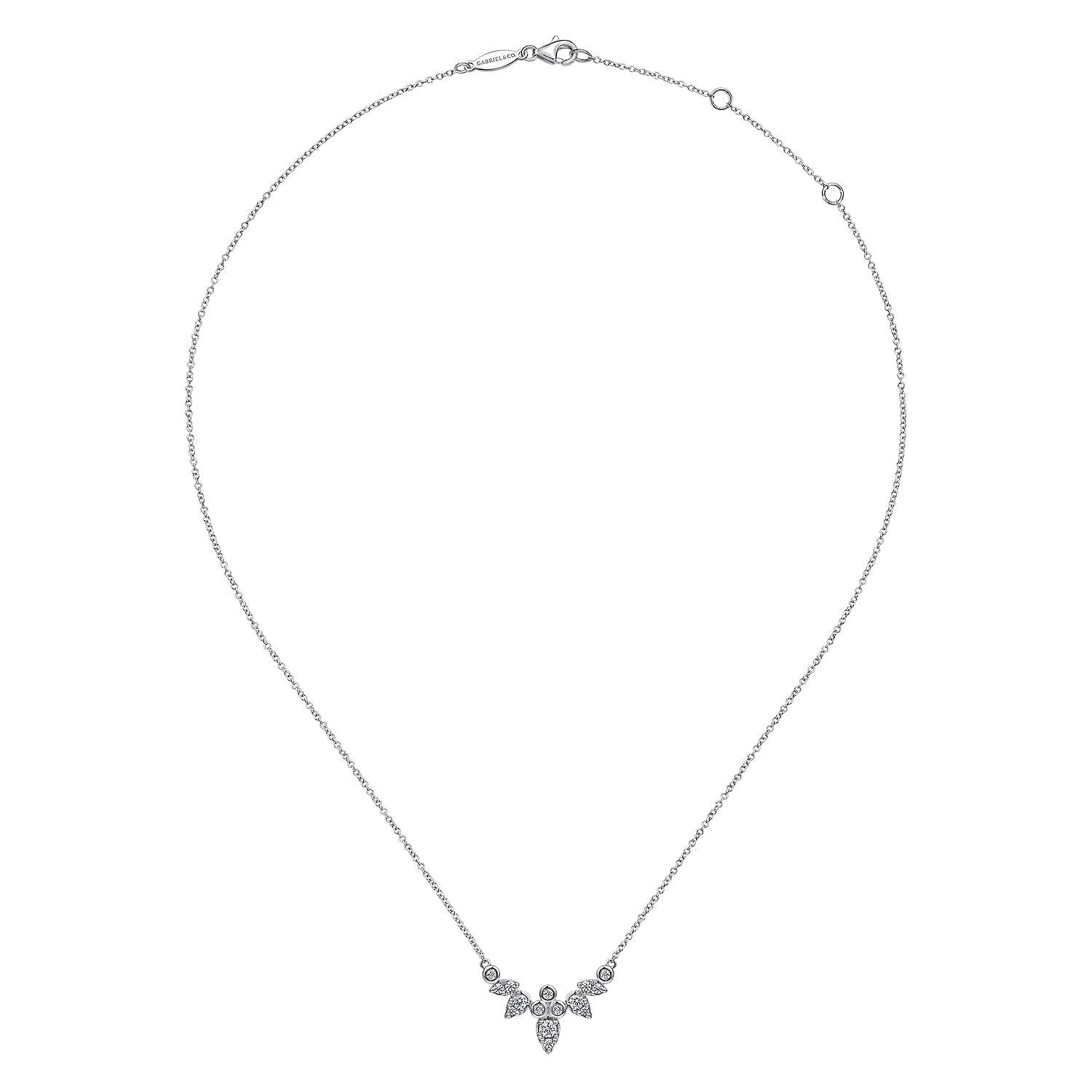 14K White Gold Diamond Burst Necklace