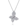 14K White Gold Diamond Butterfly Pendant Necklace - 1.1 ct