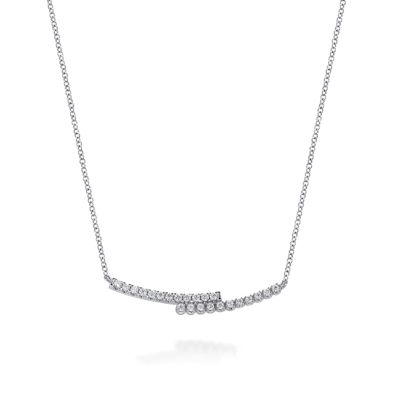 14K White Gold Diamond Bypass Bar Necklace - 0.25 ct - Shot 1