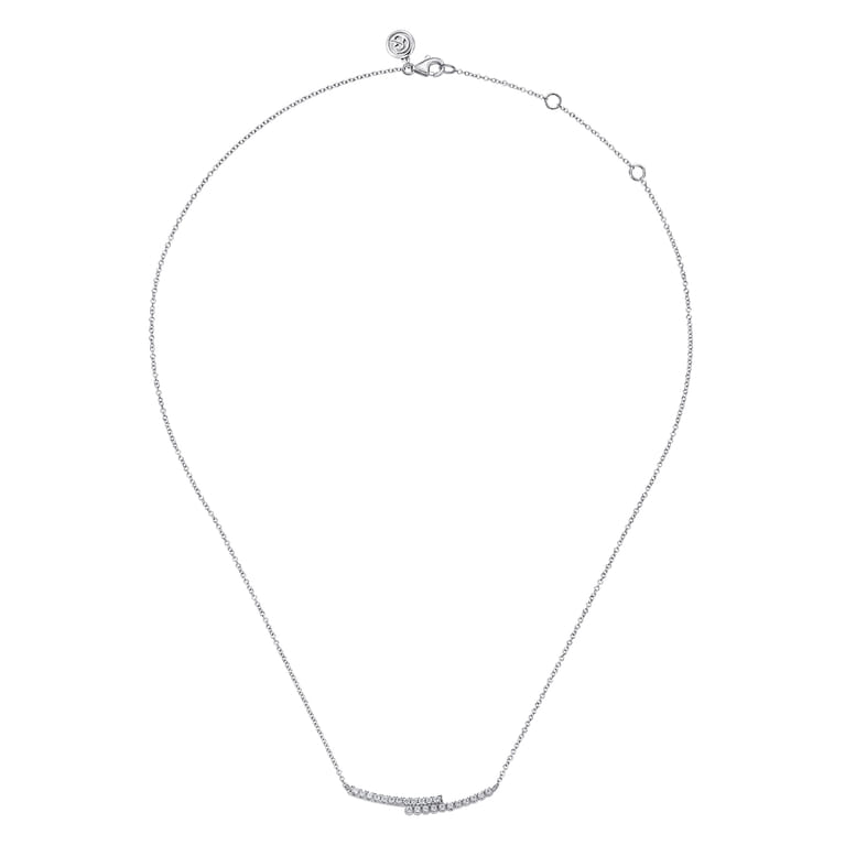 14K White Gold Diamond Bypass Bar Necklace - 0.25 ct - Shot 2