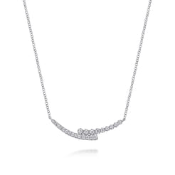 14K White Gold Diamond Bypass Bar Necklace