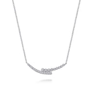 14K White Gold Diamond Bypass Bar Necklace