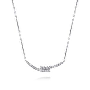 14K White Gold Diamond Bypass Bar Necklace