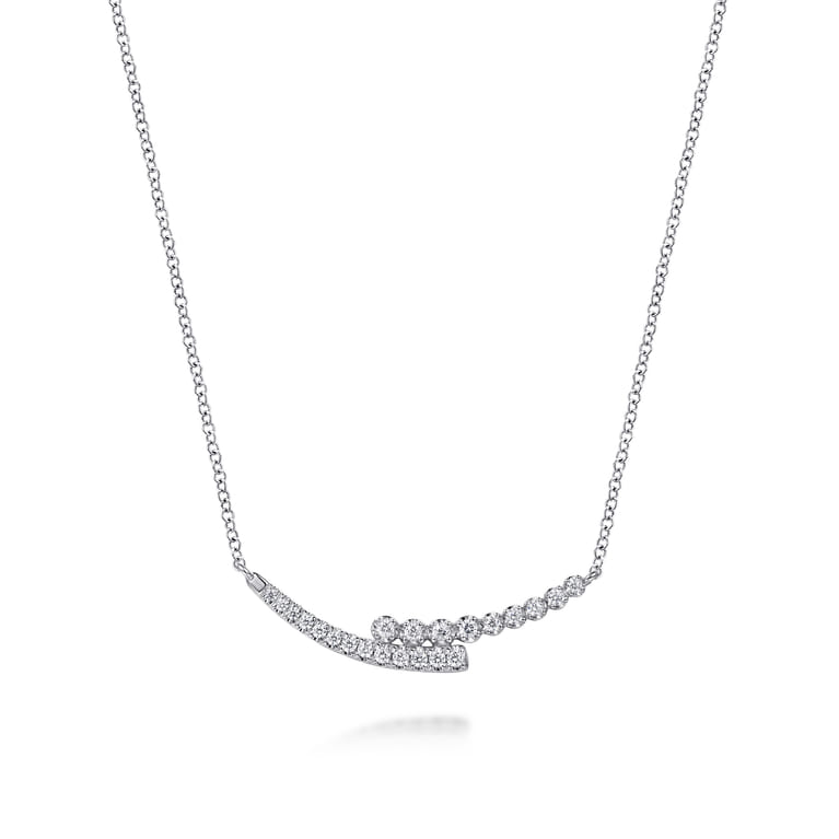 14K White Gold Diamond Bypass Bar Necklace - 0.25 ct - Shot 1