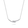 14K White Gold Diamond Bypass Bar Necklace - 0.25 ct
