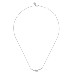 14K White Gold Diamond Bypass Bar Necklace