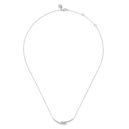 14K White Gold Diamond Bypass Bar Necklace