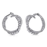 14K White Gold Diamond Bypass Hoop Earrings - 1.5 ct