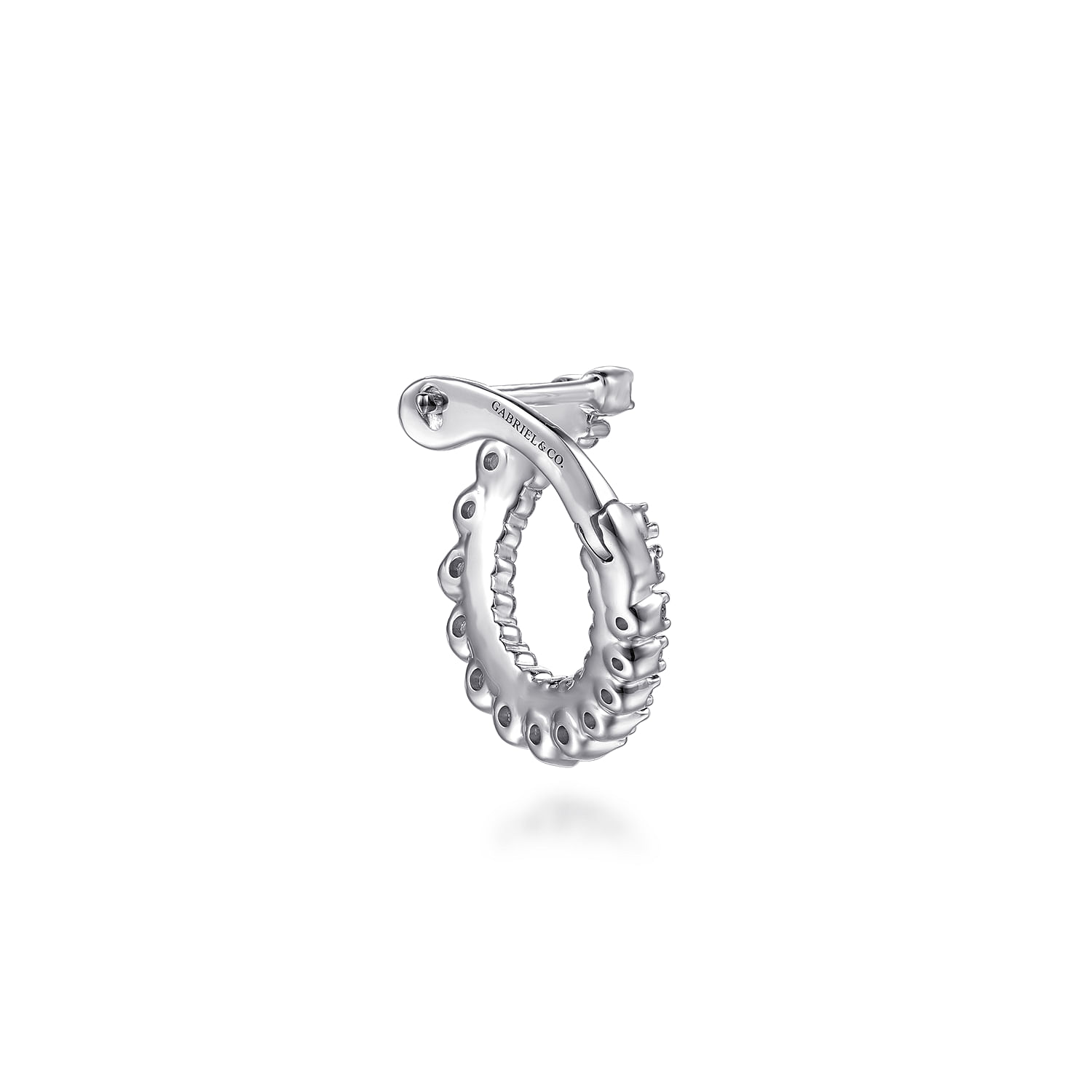 14K White Gold Diamond Bypass Hoop Earrings