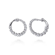 14K White Gold Diamond Bypass Hoop Earrings