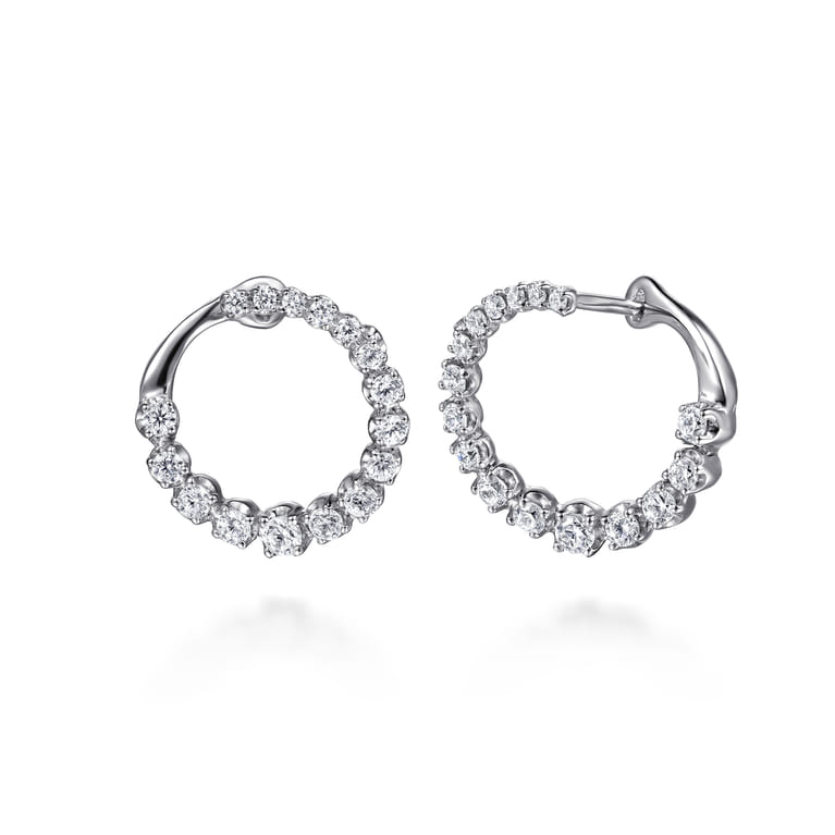 14K White Gold Diamond Bypass Hoop Earrings - 0.56 ct - Shot 1