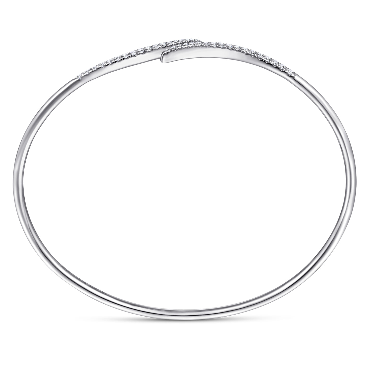 14K White Gold Diamond Bypass Open Bangle Bracelet - 0.3 ct - Shot 3
