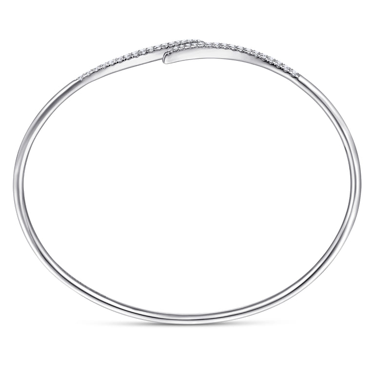 14K White Gold Diamond Bypass Open Bangle Bracelet - 0.3 ct - Shot 3