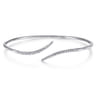 14K White Gold Diamond Bypass Open Bangle Bracelet - 0.3 ct