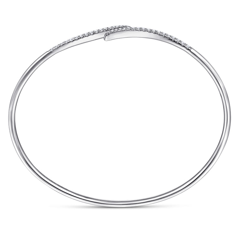 14K White Gold Diamond Bypass Open Bangle - 0.3 ct - Shot 3
