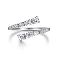14K White Gold Diamond Bypass Open Ring