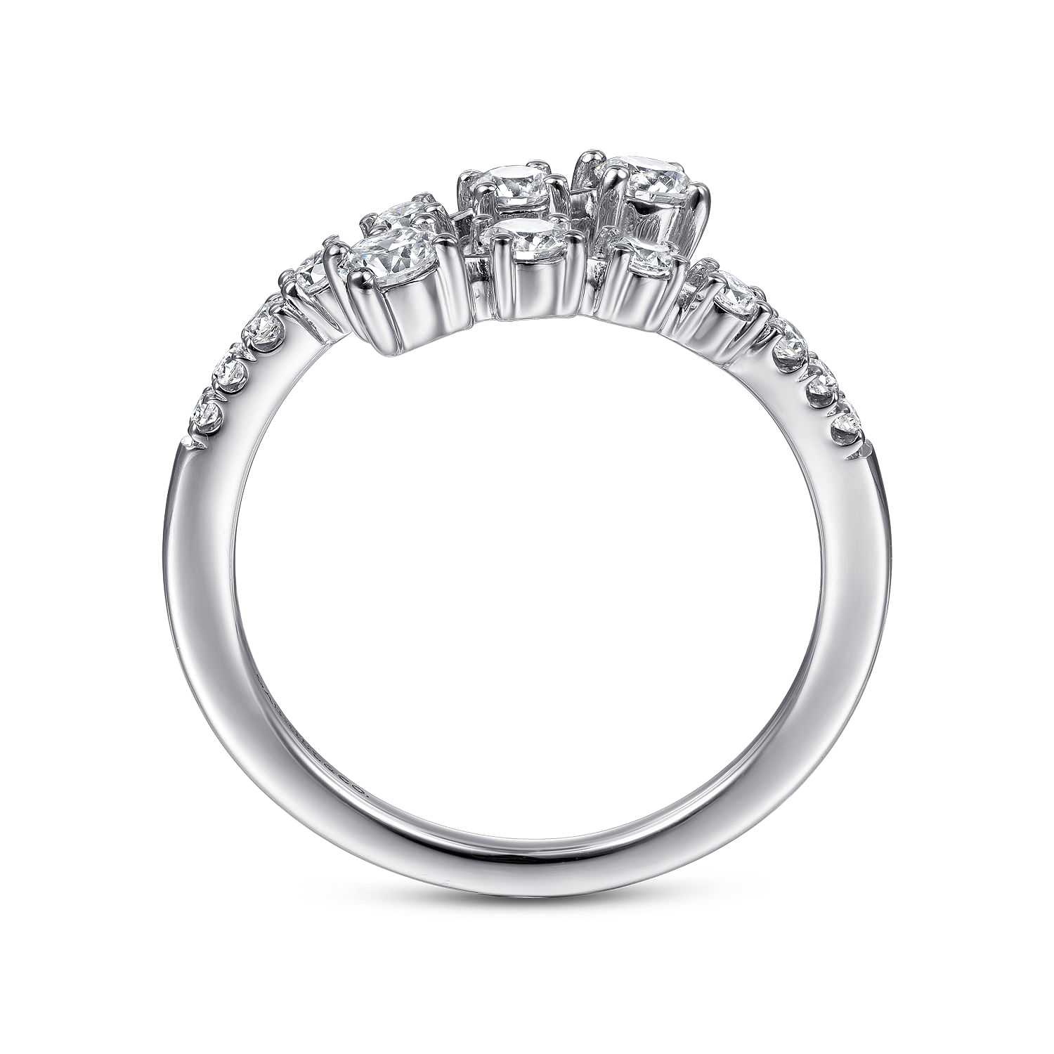 14K White Gold Diamond Bypass Open Ring