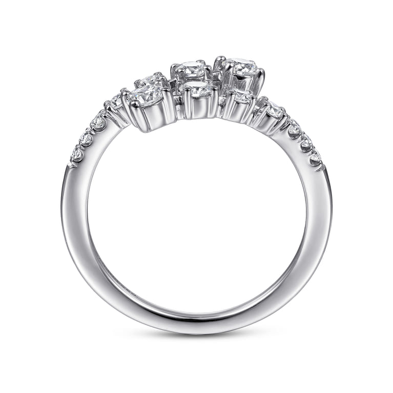 14K White Gold Diamond Bypass Open Ring - 0.5 ct - Shot 2