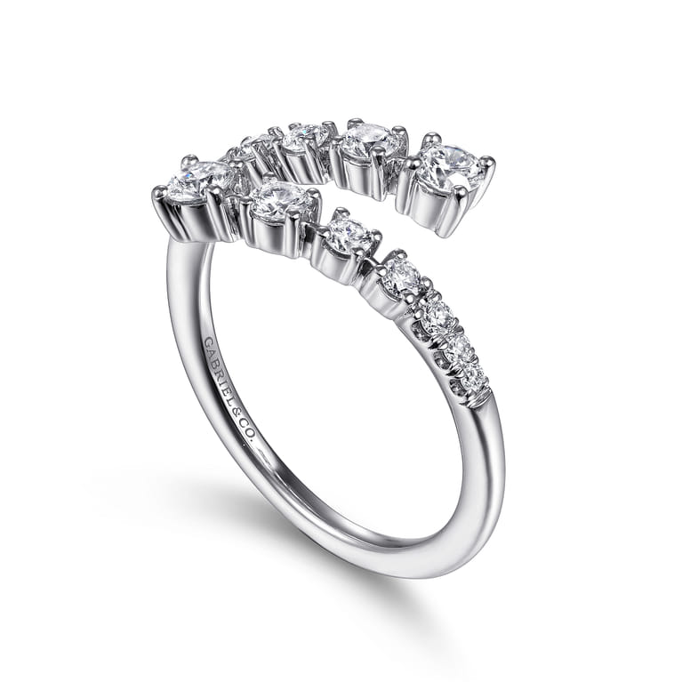 14K White Gold Diamond Bypass Open Ring - 0.5 ct - Shot 3