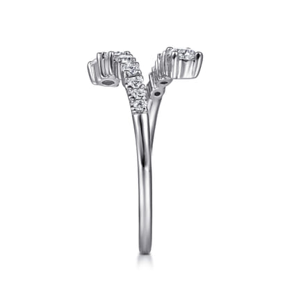 14K White Gold Diamond Bypass Open Ring