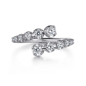 14K White Gold Diamond Bypass Ring
