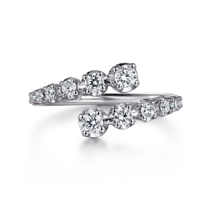 14K White Gold Diamond Bypass Ring