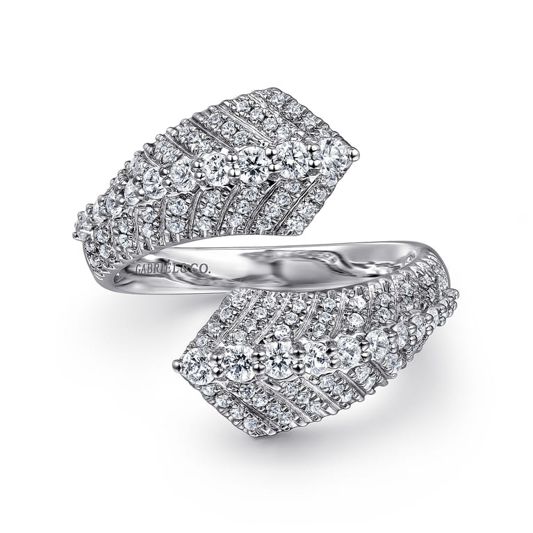 14K White Gold Diamond Bypass Ring - 1.05 ct - Shot 1
