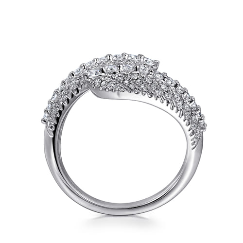 Diamond & 14k Gold Bamboo Bypass Ring