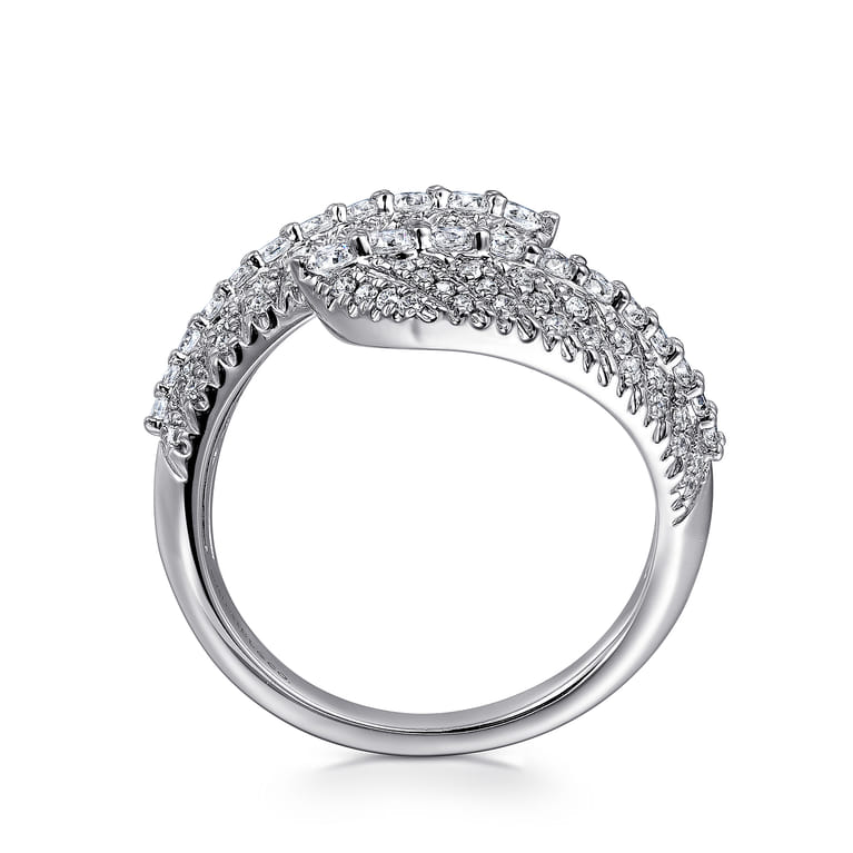 14K White Gold Diamond Bypass Ring - 1.05 ct - Shot 2