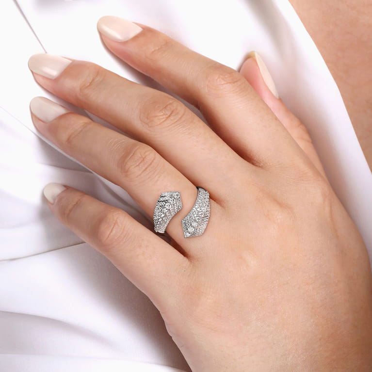 14K White Gold Diamond Bypass Ring - 1.05 ct - Shot 5