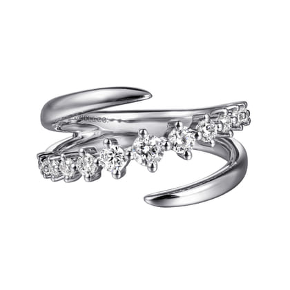 14K White Gold Diamond Bypass Ring