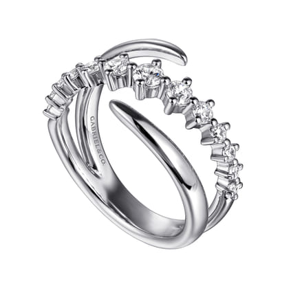 14K White Gold Diamond Bypass Ring