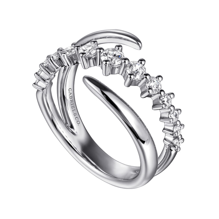 14K White Gold Diamond Bypass Ring - 0.5 ct - Shot 3