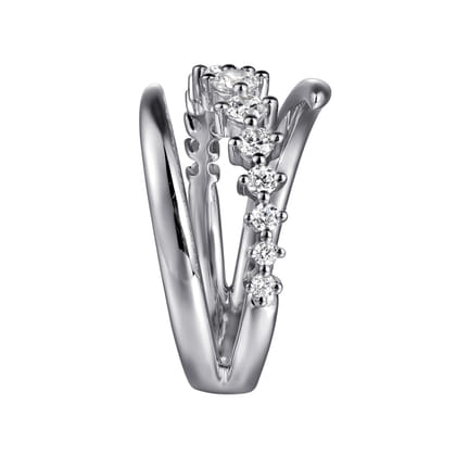 14K White Gold Diamond Bypass Ring