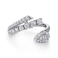 14K White Gold Diamond Bypass Ring