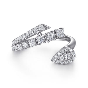 14K White Gold Diamond Bypass Ring