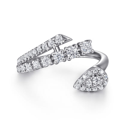 14K White Gold Diamond Bypass Ring