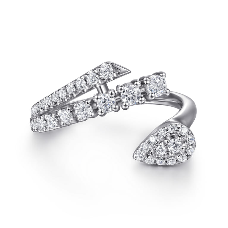 14K White Gold Diamond Bypass Ring - 0.5 ct - Shot 1