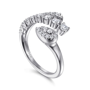 14K White Gold Diamond Bypass Ring