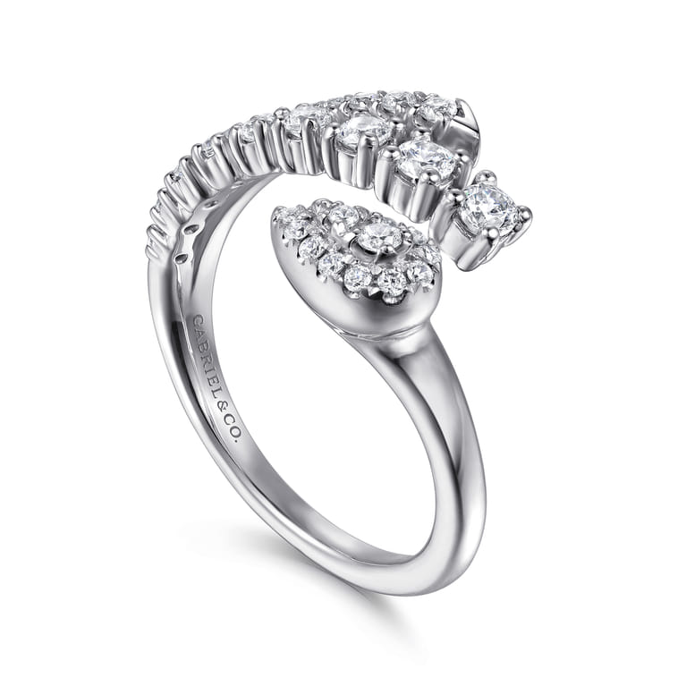 14K White Gold Diamond Bypass Ring - 0.5 ct - Shot 3