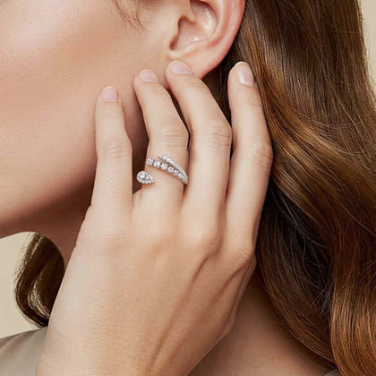 14K White Gold Diamond Bypass Ring