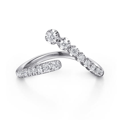 14K White Gold Diamond Bypass Ring