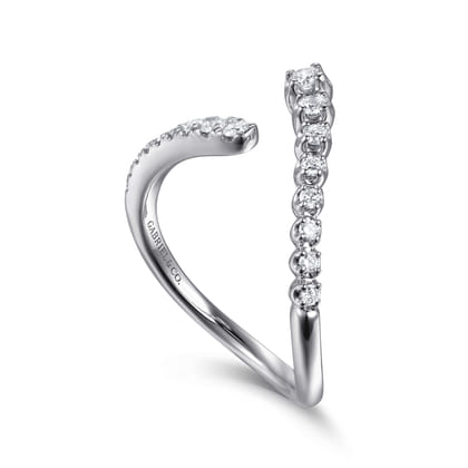 14K White Gold Diamond Bypass Ring