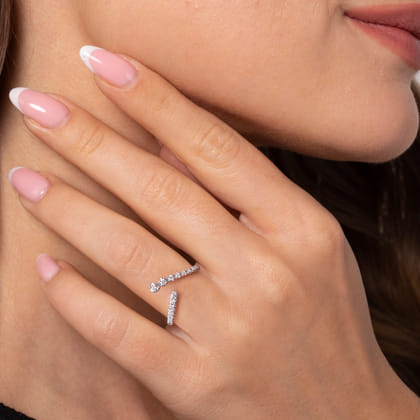 14K White Gold Diamond Bypass Ring