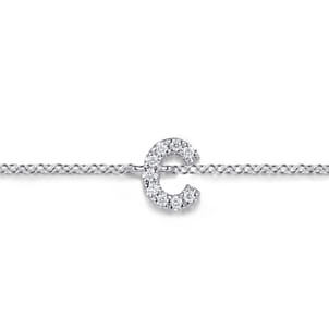 14K White Gold Diamond C Initial Chain Bracelet