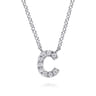 14K White Gold Diamond C Initial Pendant Necklace - 0.05 ct