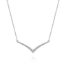 14K White Gold Diamond Chevron Bar Necklace - 0.39 ct