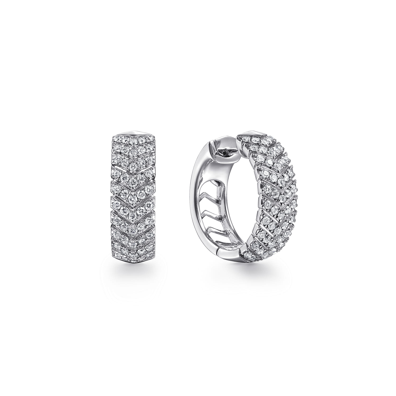 14K White Gold Diamond Chevron Earrings - 0.7 ct - Shot 1